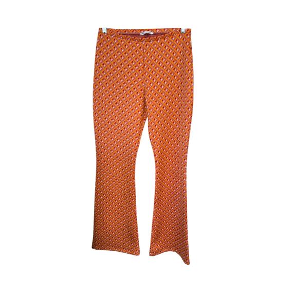 ZARA Jacquard Geometric Print Flared Knit 70s Trousers Pants Size Large EUC - Picture 2 of 6